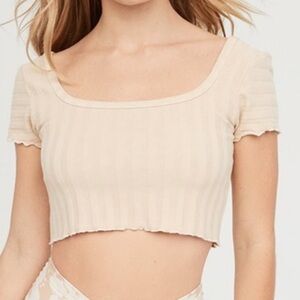 Offline Women's Beige Ribbed Crop Top